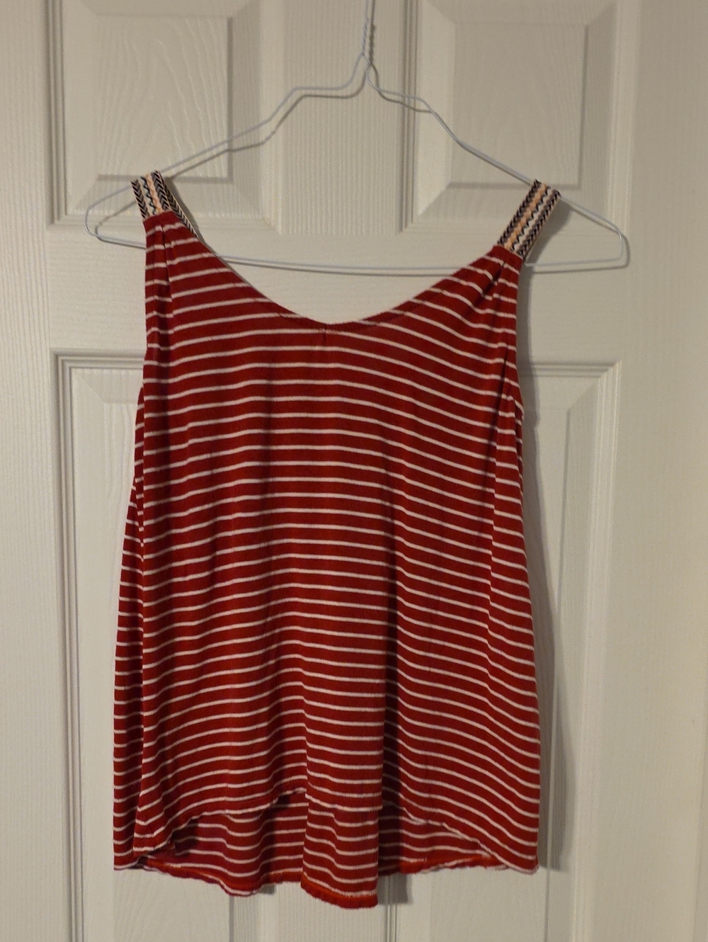 2Max Studio Orange & White Striped Tank with Braided Straps